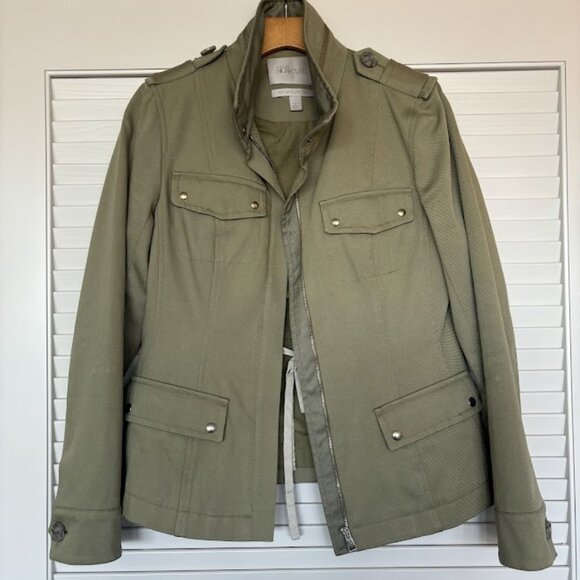 Nordstrom Signature And Caroline Issa Defined Twill Utility Jacket Green Size 4 - Picture 3 of 9